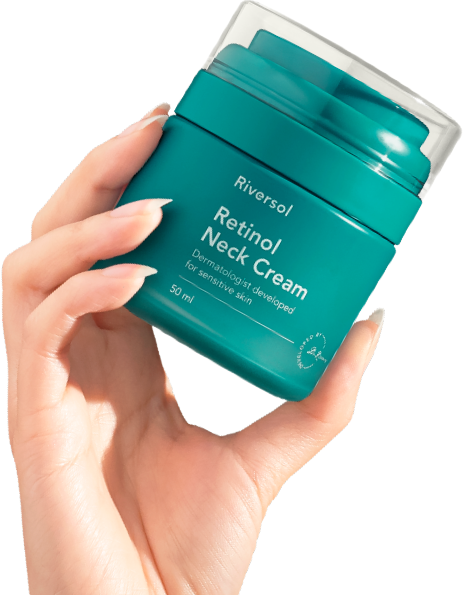 Retinol Neck Cream product jar held by hand