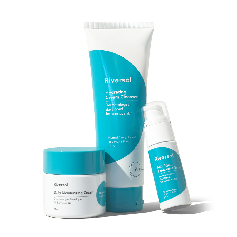 Anti-Aging Routine: Cleanser, Serum, Moisturizer (Normal to Dry)