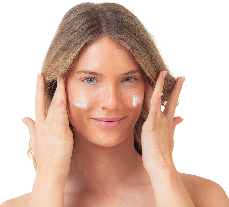 Woman applying Riversol skincare