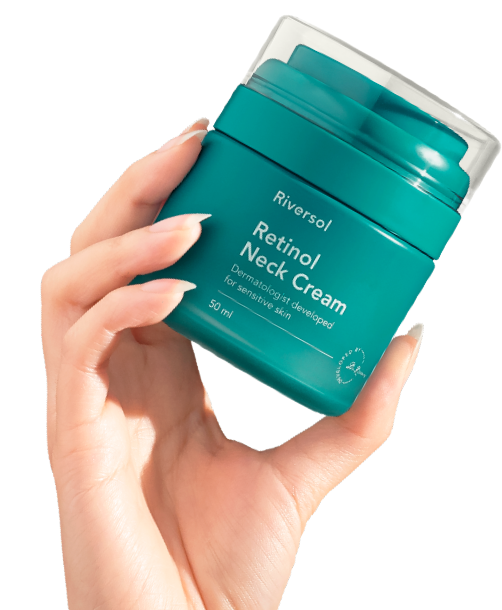Hand holding Riversol Retinol Neck Cream